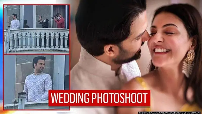 Kajal Aggarwal's fiance Gautam Kitchlu poses for the photographers ahead of wedding Kajal Aggarwal