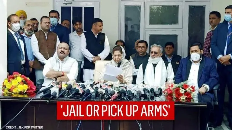 Mehbooba Mufti claims 'J&K youth forced to pick up arms or go to jail, due to BJP' Mehbooba Mufti