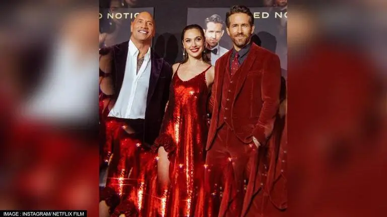 'Red Notice': Ryan Reynolds, Dwayne Johnson & Gal Gadot stun on red carpet with glamour red notice