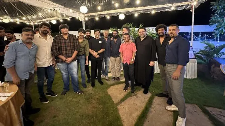 Ram Charan, Chiyaan Vikram, Lokesh Kanagaraj pose in star-studded pic from Shankar's bash A look at Shankar's birthday bash in Chennai | Image: Twitter