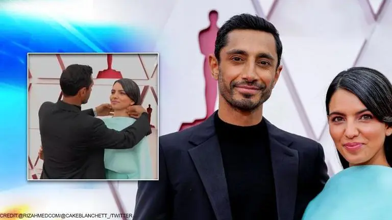 Oscars 2021: Riz Ahmed fixes wife Fatima Farheen Mirza's hair on red carpet | Watch Oscars 2021: Riz Ahmed fixes wife's hair on red carpet, netizens hail him 'perfect human'