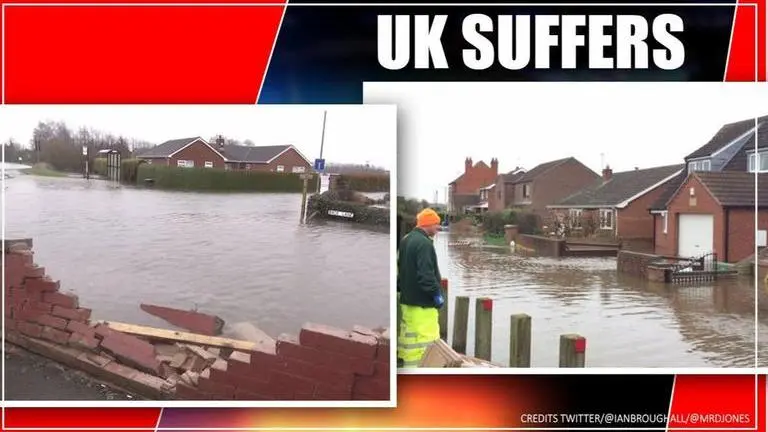 UK: Houses in East Yorkshire submerge under water after storm Jorge UK