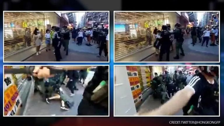 Hong Kong police slammed for tackling 12-year-old to the ground during protests Hong Kong police slammed for violently tackling 12 year old protester