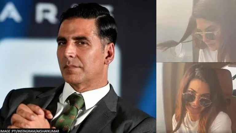 Akshay Kumar shares Jacqueline's hilarious 'jugaad' to curl hair mid-air; Watch Akshay Kumar, Jacqueline Fernandez, Ram Setu, Ram Setu shooting, Nushrratt Bharuccha