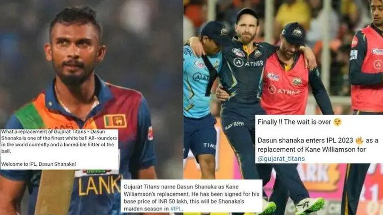 GT vs DC: Netizens erupt with joy as Dasun Shanaka named as Kane Williamson's replacement