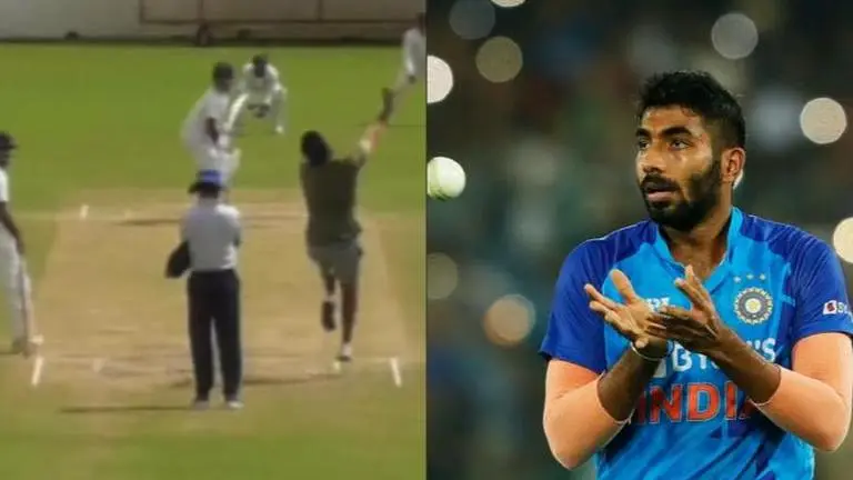 Jasprit Bumrah hits the nets and bowls fiery yorkers to Mumbai batters in a match - WATCH Jasprit Bumrah hits the nets and bowls fiery yorkers to Mumbai batters in a match - WATCH