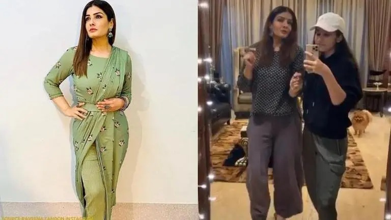 Raveena Tandon's daughter joins her as she tries 'flipped the switch' challenge Raveena Tandon