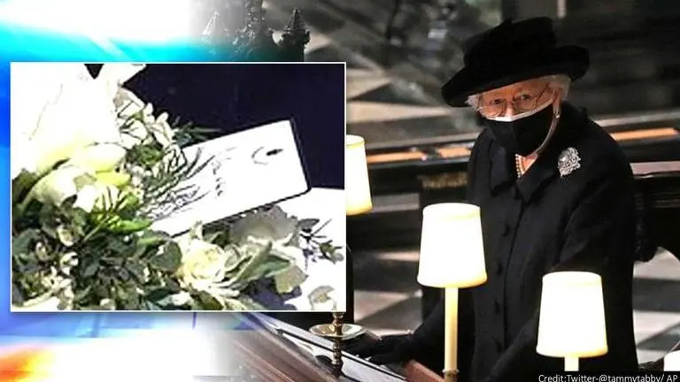 Queen left a heartbreaking note on Prince Philip's coffin, here's what she wrote Image Credit: @tammytabby/Twitter/AP