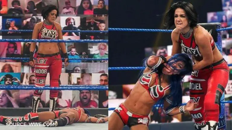 Bayley thrashes Sasha Banks after the two fail to defeat Nia Jax & Shayna Baszler Bayley attacks Sasha Banks