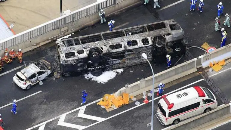 Fiery bus crash on Japanese highway leaves 2 dead, 7 injured Nagoya