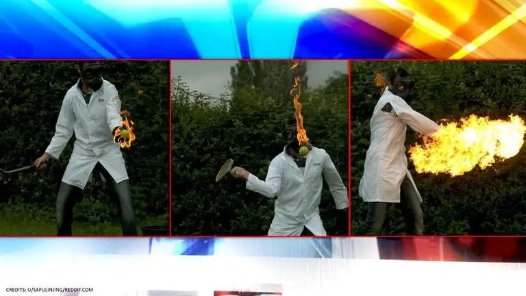 What happens when someone hits a burning tennis ball? Watch 'jaw-dropping' video 'Jaw-dropping' video shows burning tennis ball being hit in slow motion | watch