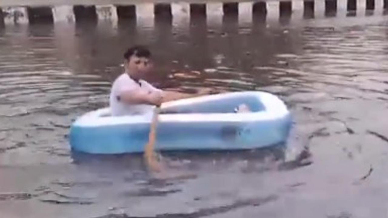 Video: Delhi BJP Councillor Rows Boat on Road as Rain Brings Delhi to Its Knees