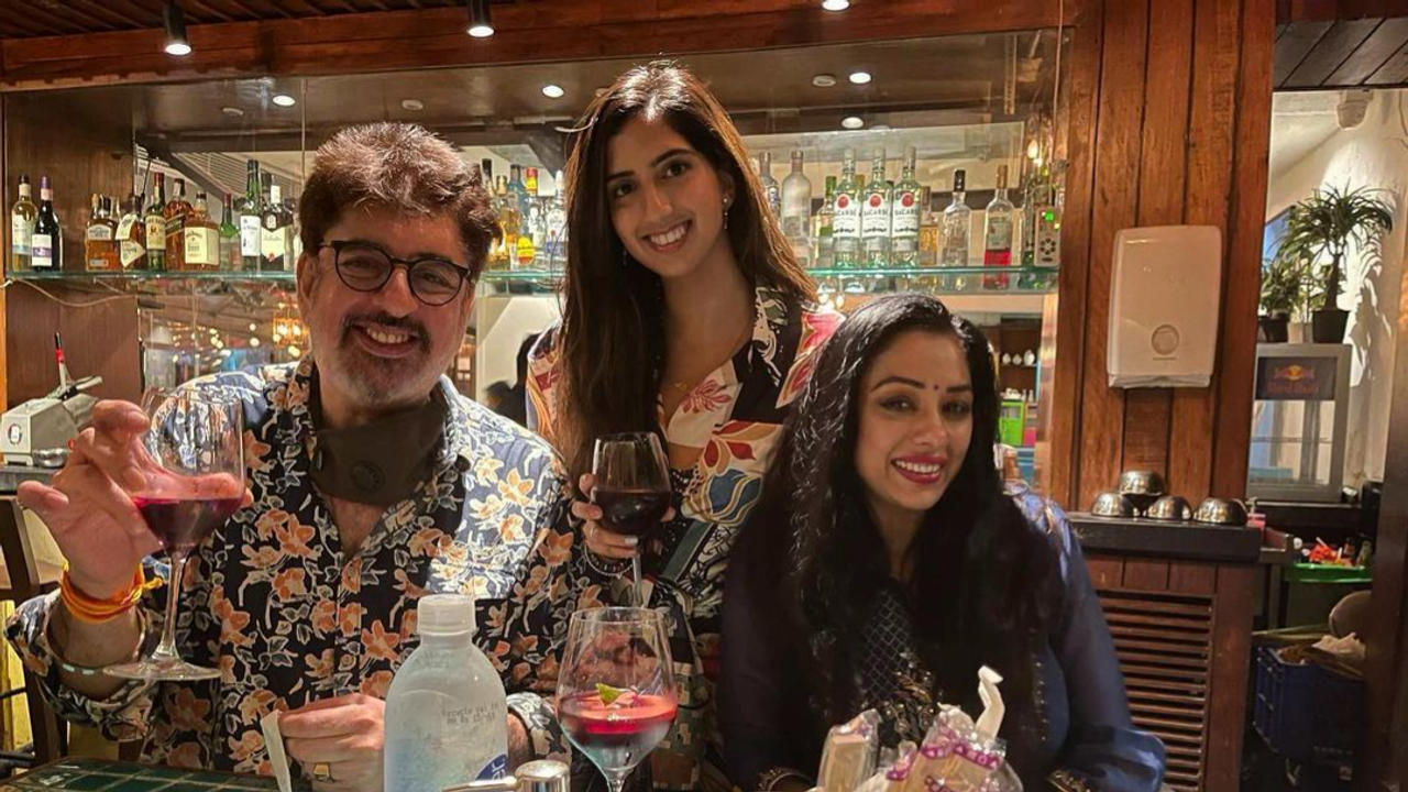 Rupali Ganguly with her husband Ashwin Verma and his daughter Esha Verma