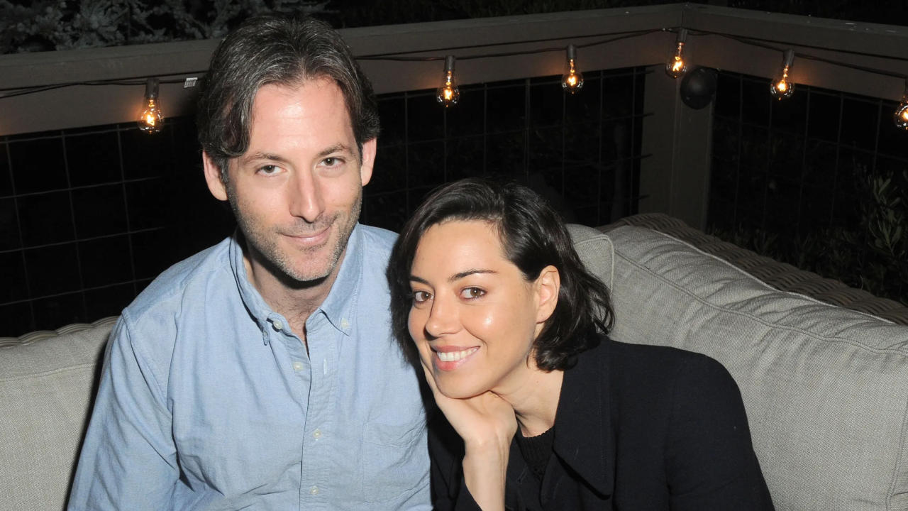 A file photo Jeff Baena with wife Aubrey Plaza