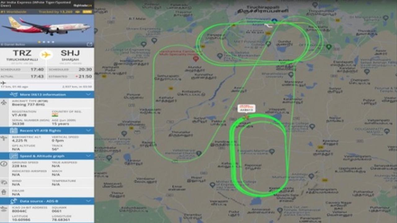 A Sharjah-bound Air India Flight has been circling over the city of Trichy in Tamil Nadu for nearly two hours.