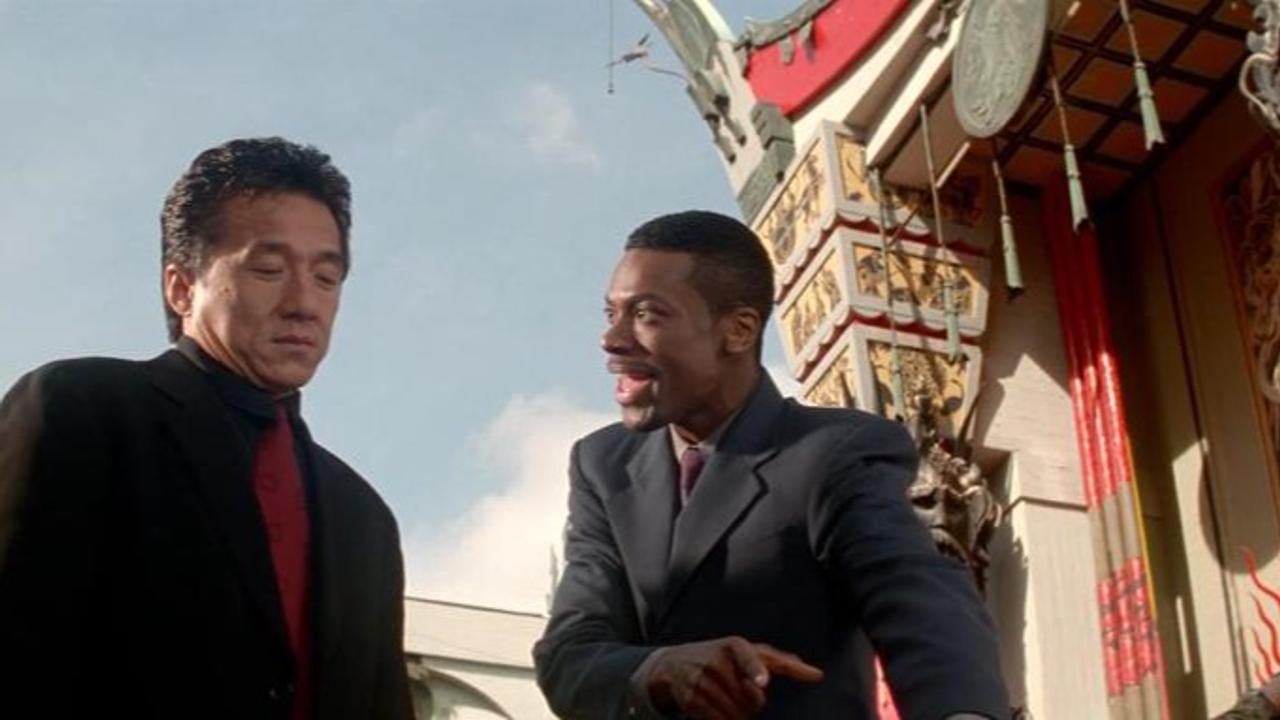 A still from Rush Hour featuring the TCL Chinese Theatre