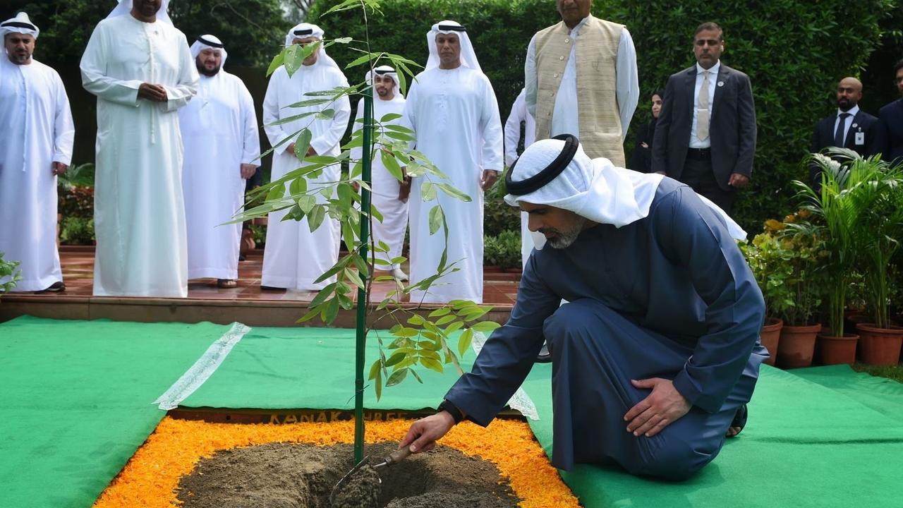 Abu Dhabi Crown Prince becomes 3rd gen UAE leader to plant sapling at Rajghat