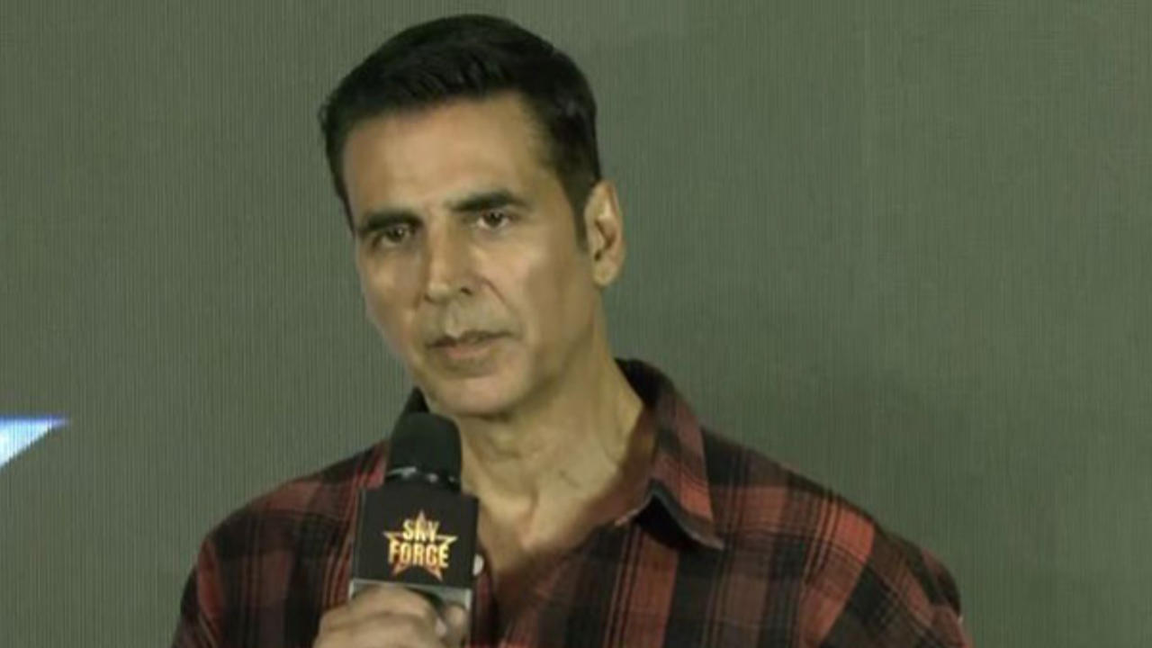 Akshay Kumar at Sky Force promotion in Delhi.