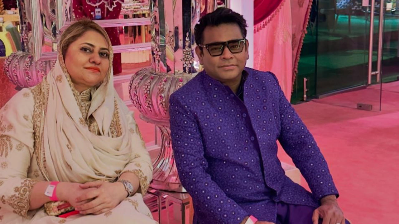 AR Rahman and his wife Saira at Anant Ambani and Radhika Merchant's wedding