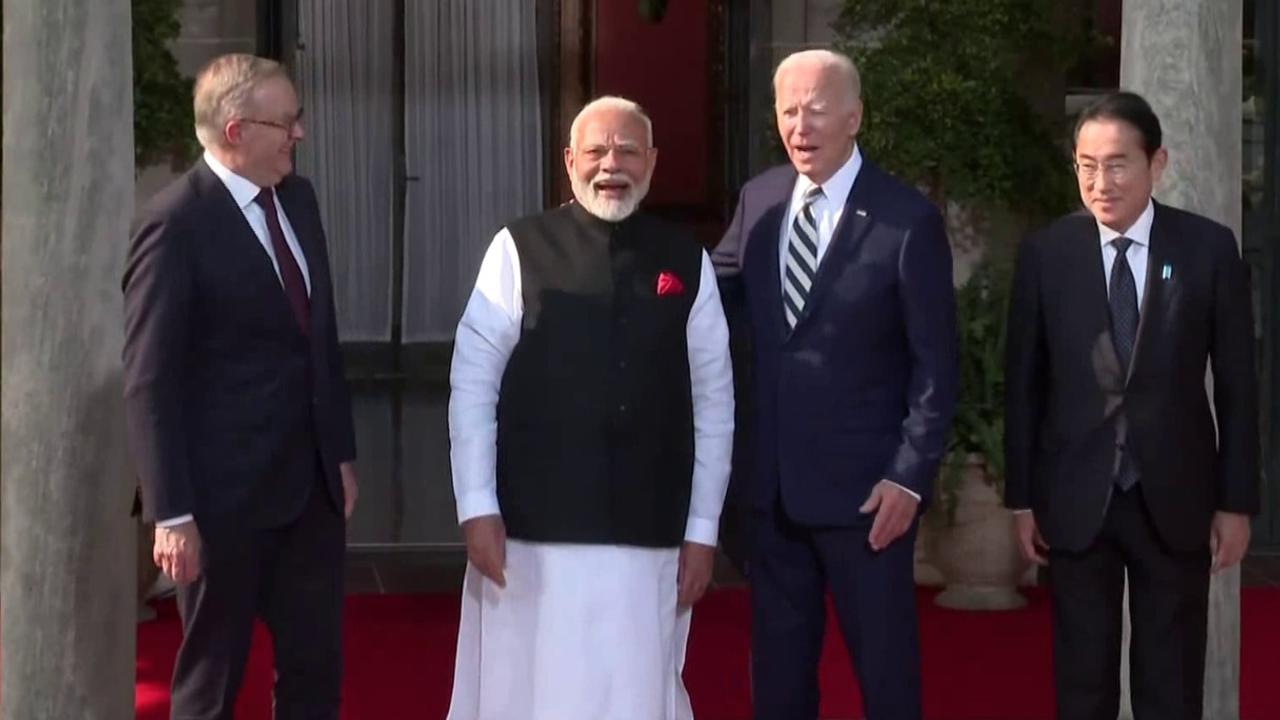 Australian PM Antony Albanese, PM Modi, US President Joe Biden and Japanese PM Fumio Kishida (From left to right).