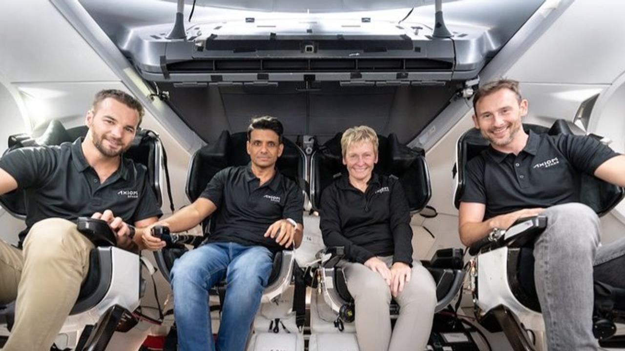 Ax-4 crew inside SpaceX's dragon spacecraft