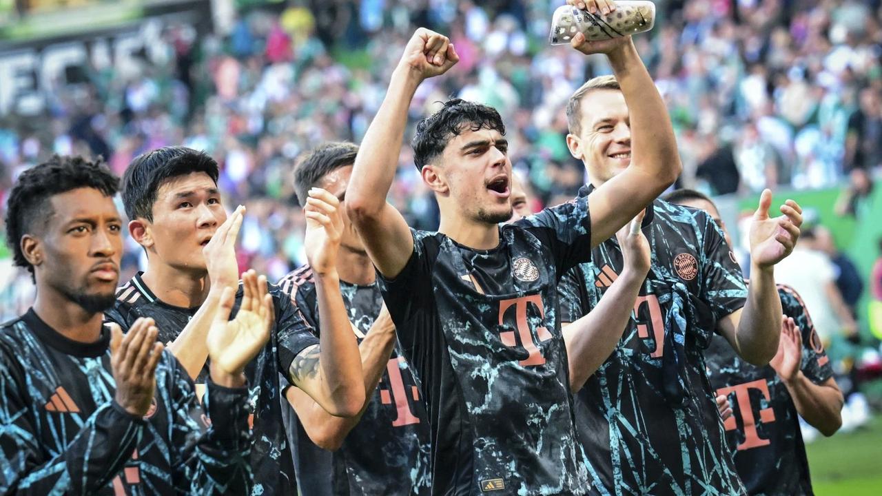 Bayern Munich players celebrating.