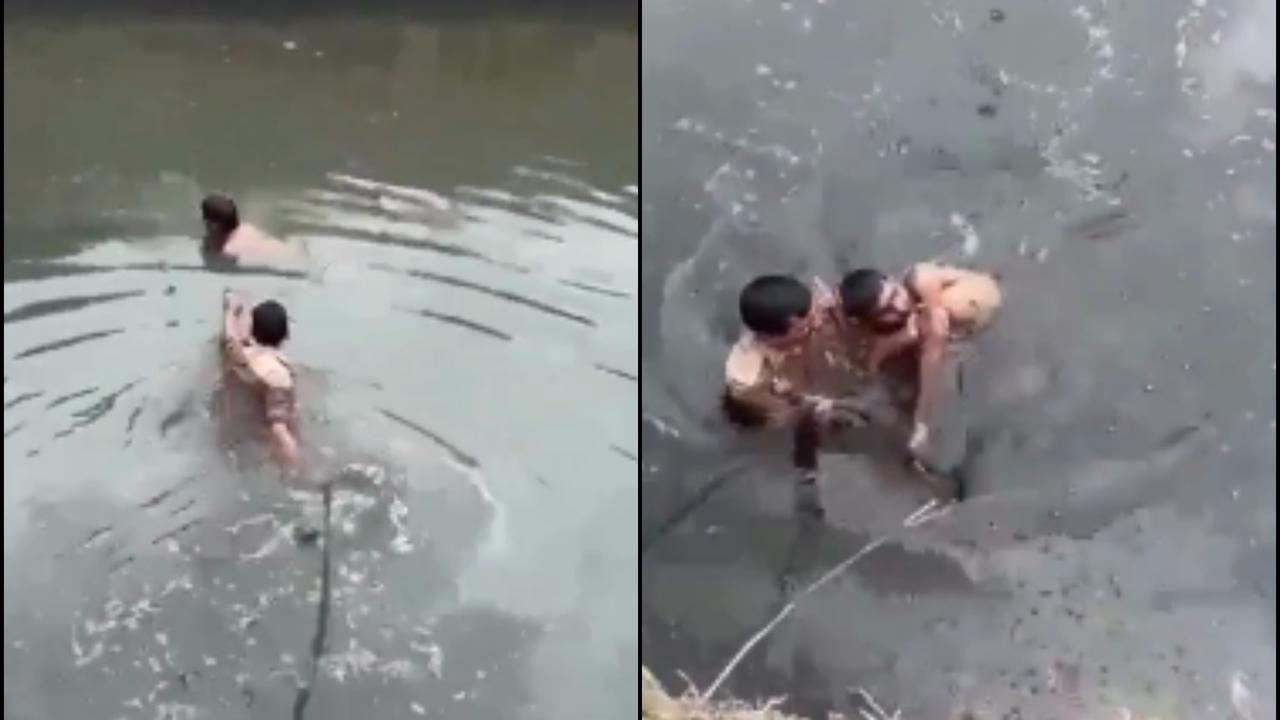 Police Sub-Inspector Saves Intoxicated Man from Deep Drain