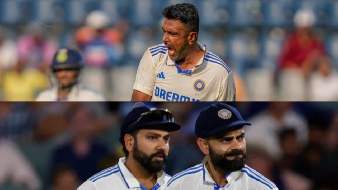 Ravichandran Ashwin, Rohit Sharma and Virat Kohli