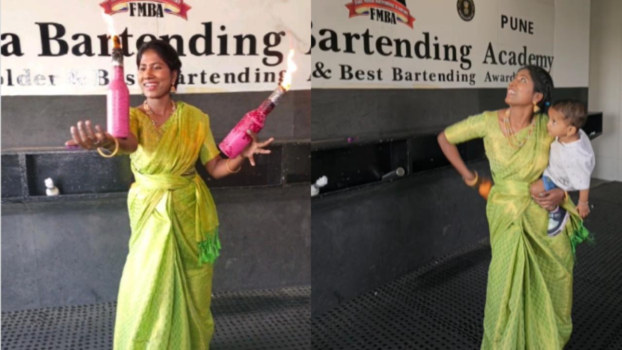 Pune woman juggles bottle holding baby, viral video