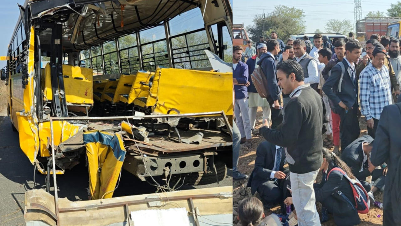 Bhopal college bus and truck accident.