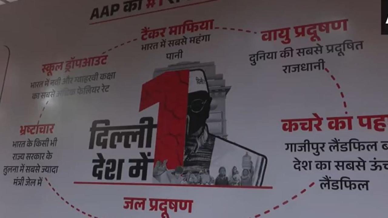 'Bhrashtaachaar Ke Tees Maar Khaan': BJP Lash Out at AAP with Posters Outside Party Office