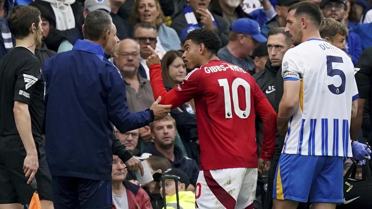 Both coaches are sent off in angry end to Brighton’s 2-2 draw with Nottingham Forest