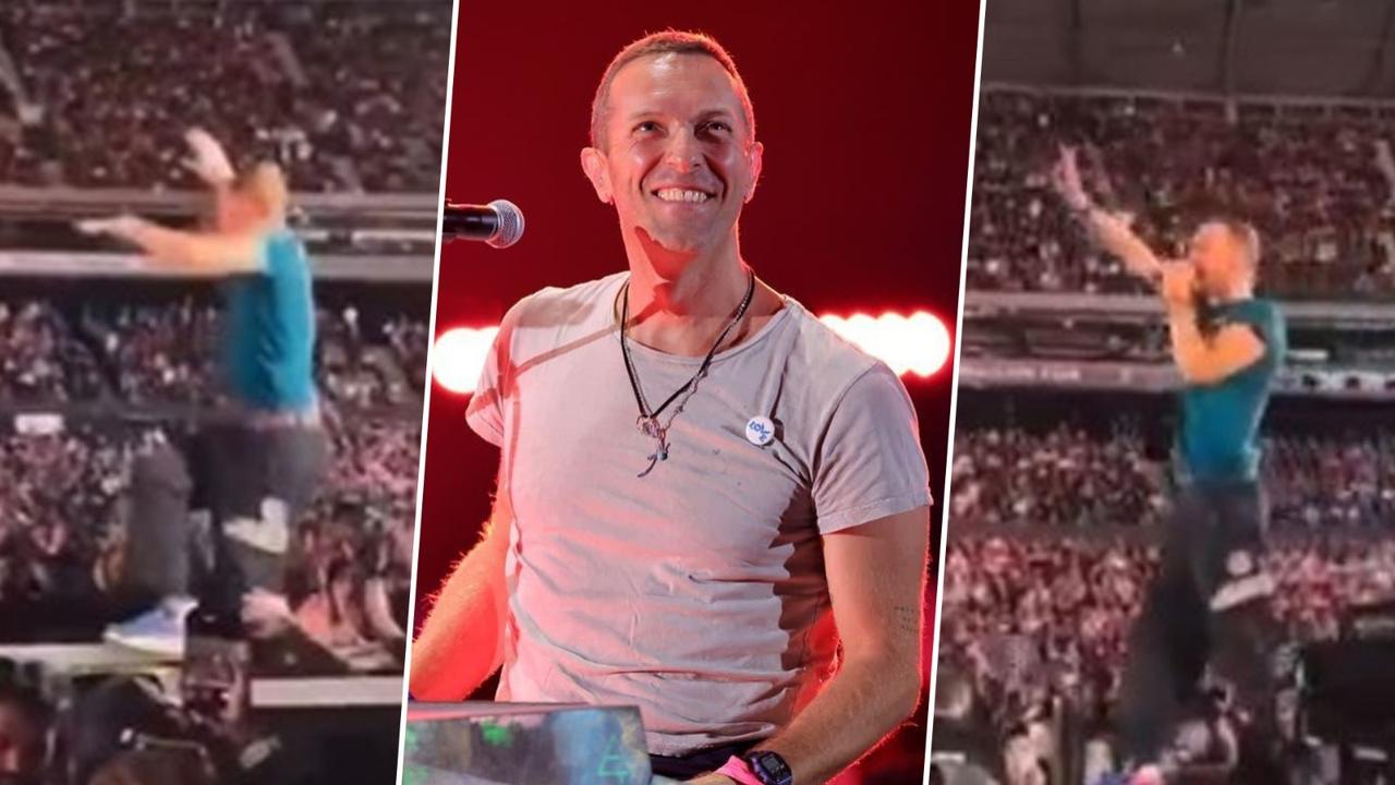 Chris Martin falls through open trap door during Coldplay's Australia concert