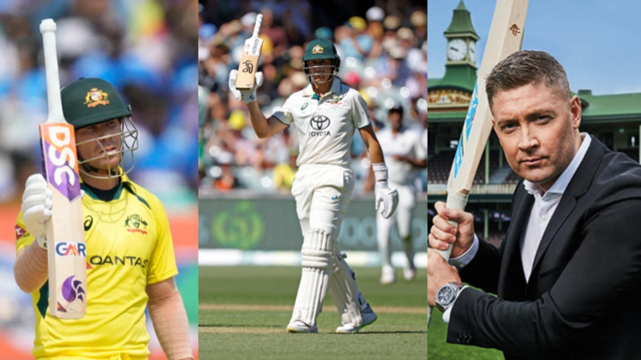 David Warner, Marnus Labuschagne and Michael Clarke