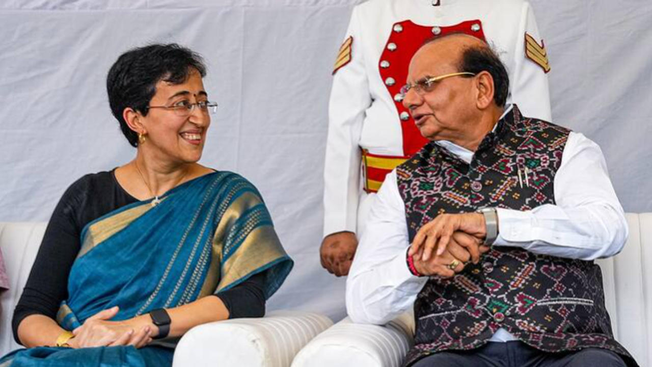 Delhi LG VK Saxena and CM Atishi