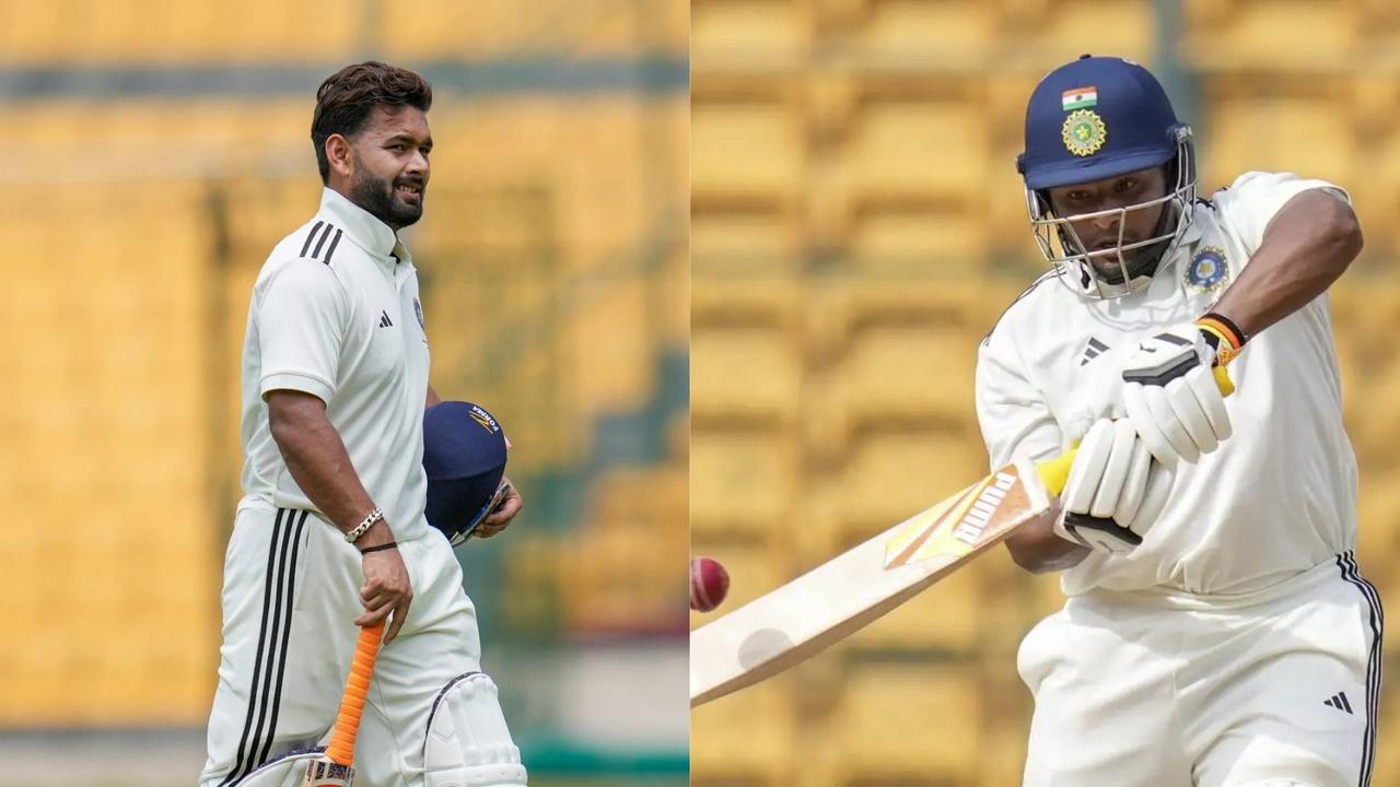 duleep trophy rishabh pant half century and sarfaraz khan aggressive innings india b lead 240 runs