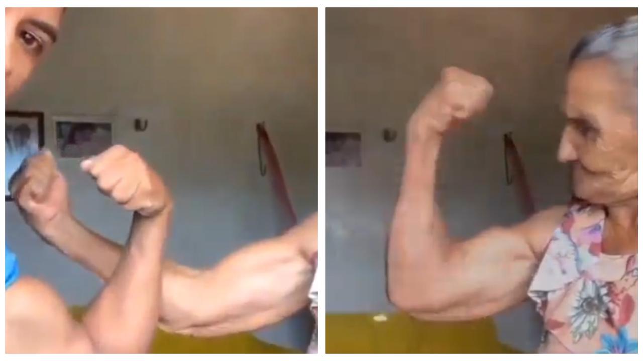 Elderly Woman's Bicep Flex 