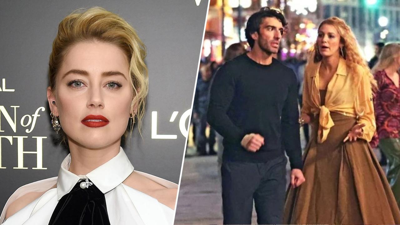 File photo of Amber Heard, Justin Baldoni and Blake Lively