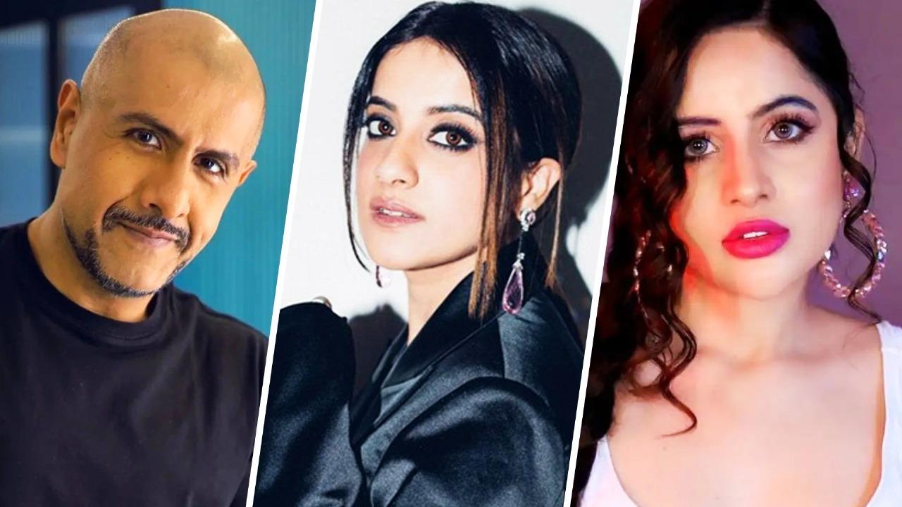 File photo of Vishal Dadlani, Jasleen Royal and Uorfi Javed