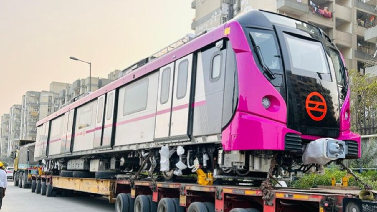 First Metro train set ordered for Delhi Metro's Phase 4 operations arrives in Delhi