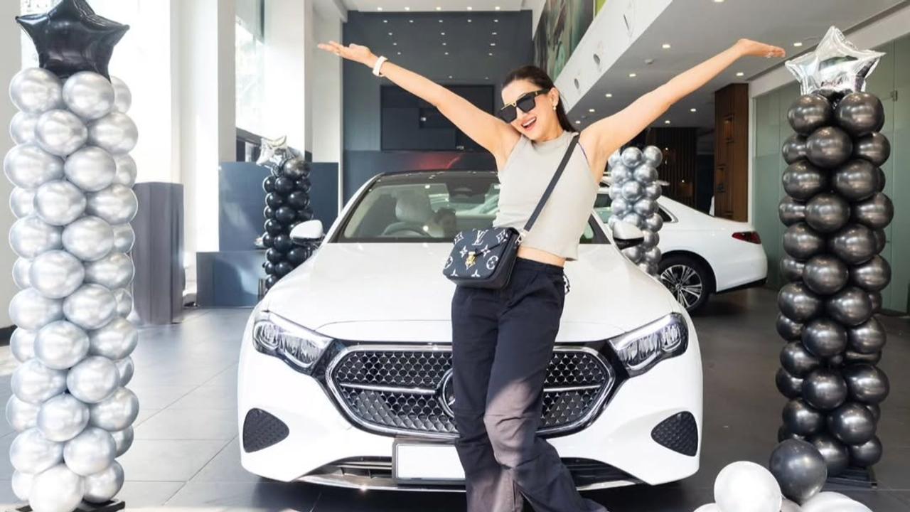 Gauahar Khan gifted herself a brand new white Mercedes-Benz C-Coupe