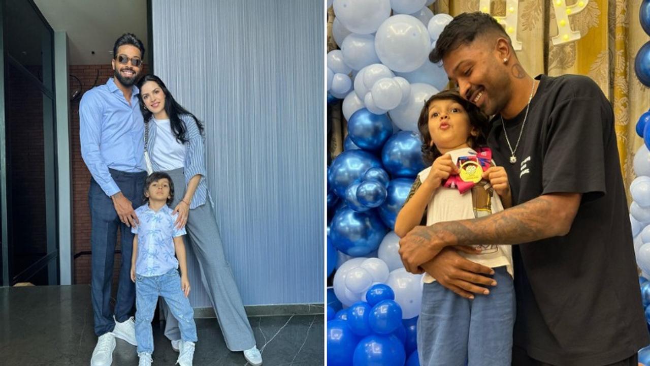 Hardik Pandya with Natasa and son Agastya