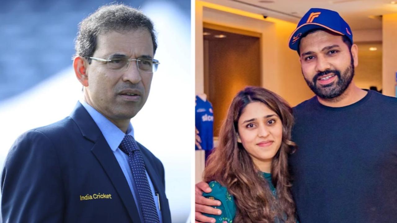 Harsha Bhogle, Ritika Sajdeh and Rohit Sharma