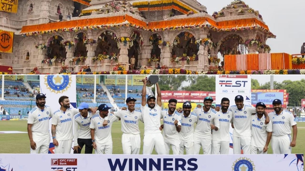 Indian cricketer Akash Deep offering prayers to lord Ram at Ram Temple