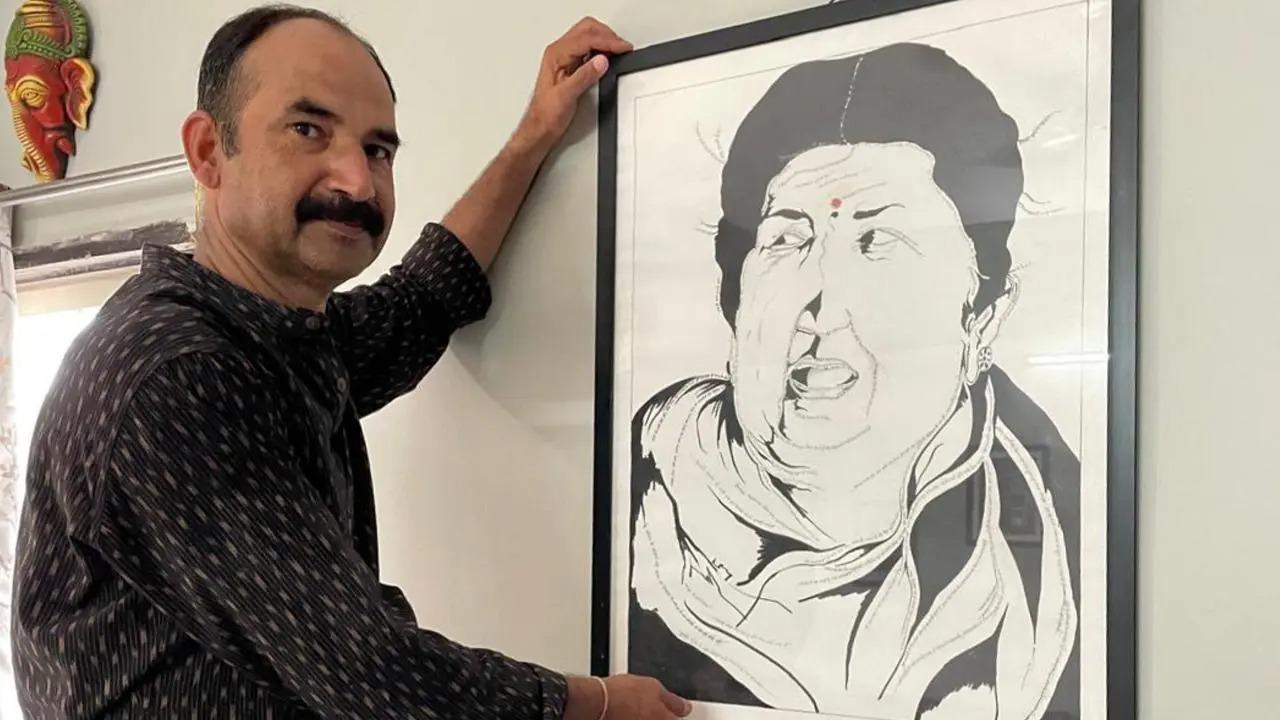 Indore artist creates portrait of Lata Mangeshkar