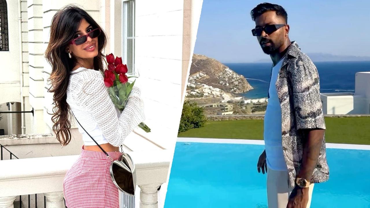 Jasmin Walia (L), Hardik Pandya (R)