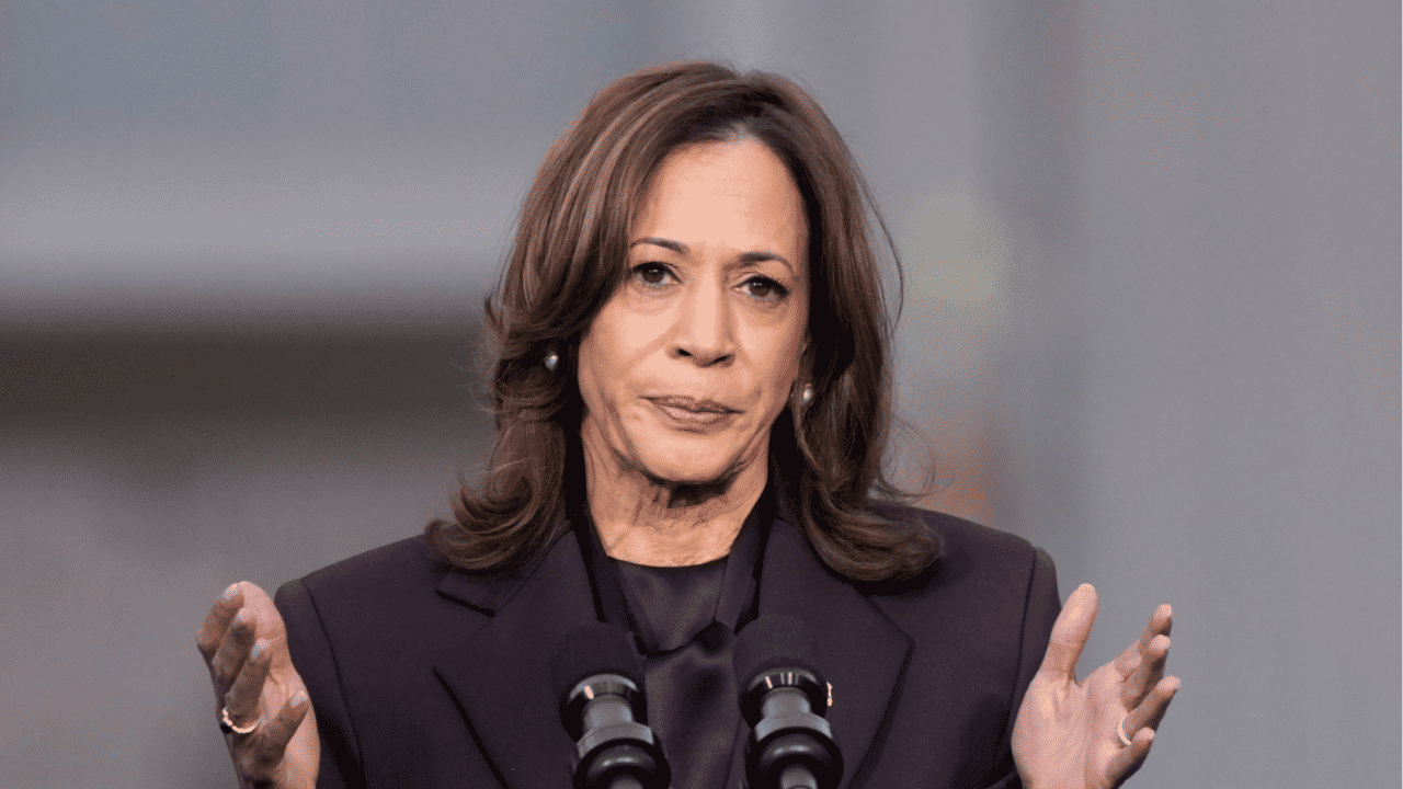 Kamala Harris addresses during her concession speech in Washington