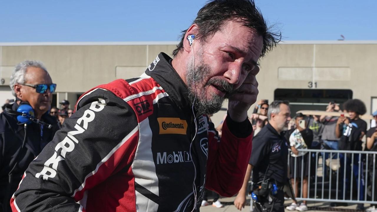 Keanu Reeves at his moto racing debut