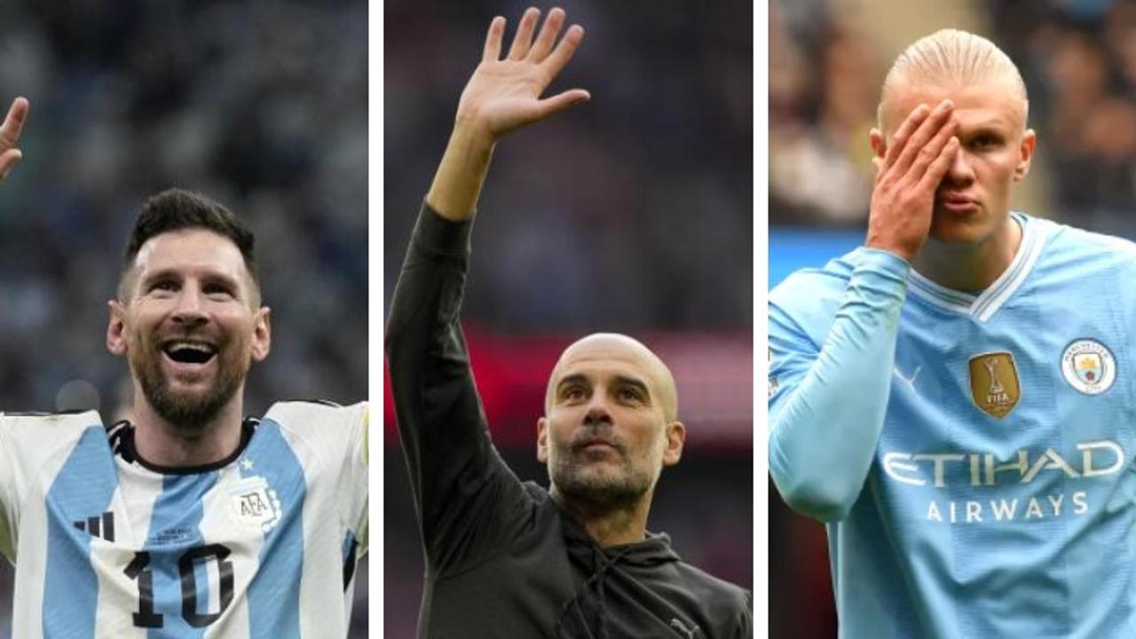 Lionel Messi, Pep Guardiola and Erling Haaland