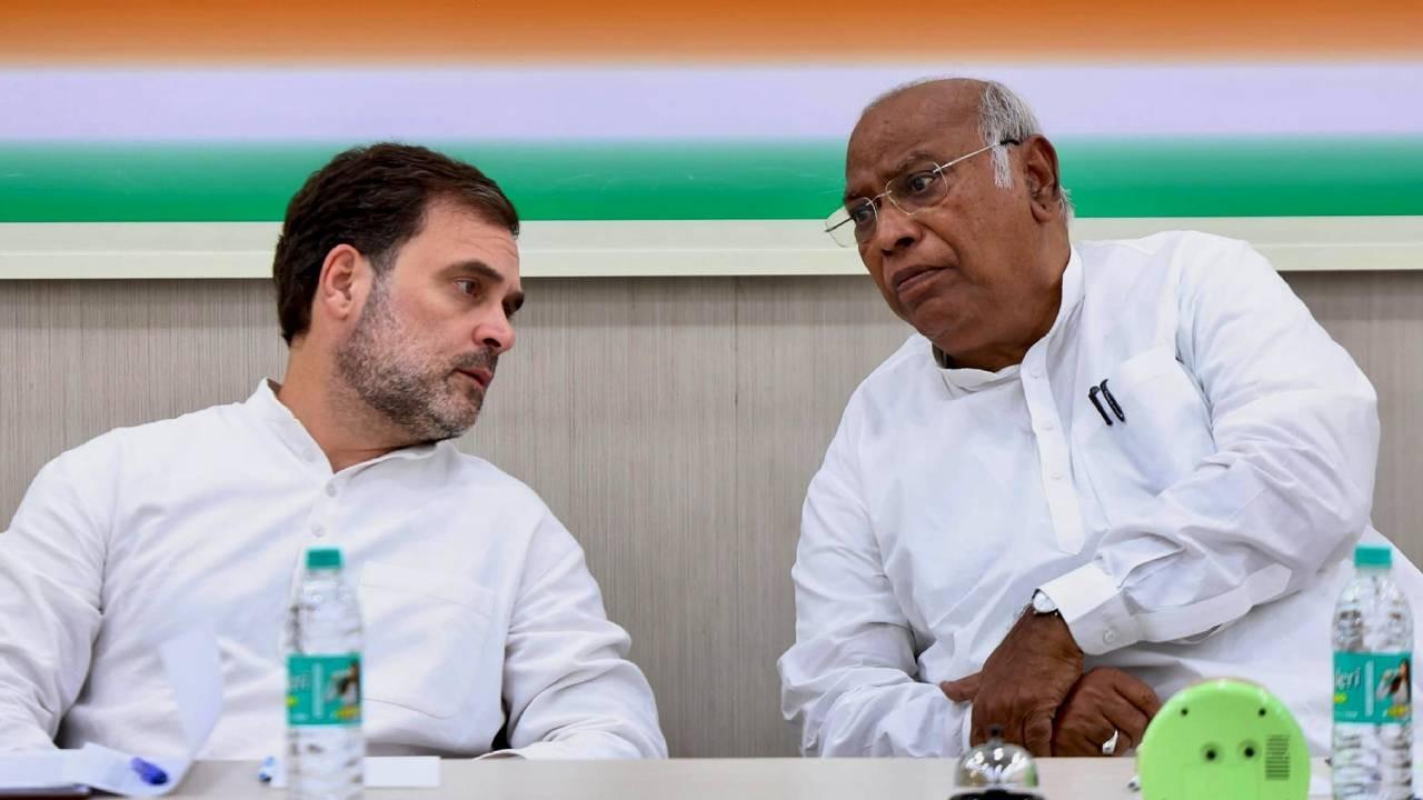 Mallikarjun Kharge and Rahul Gandhi